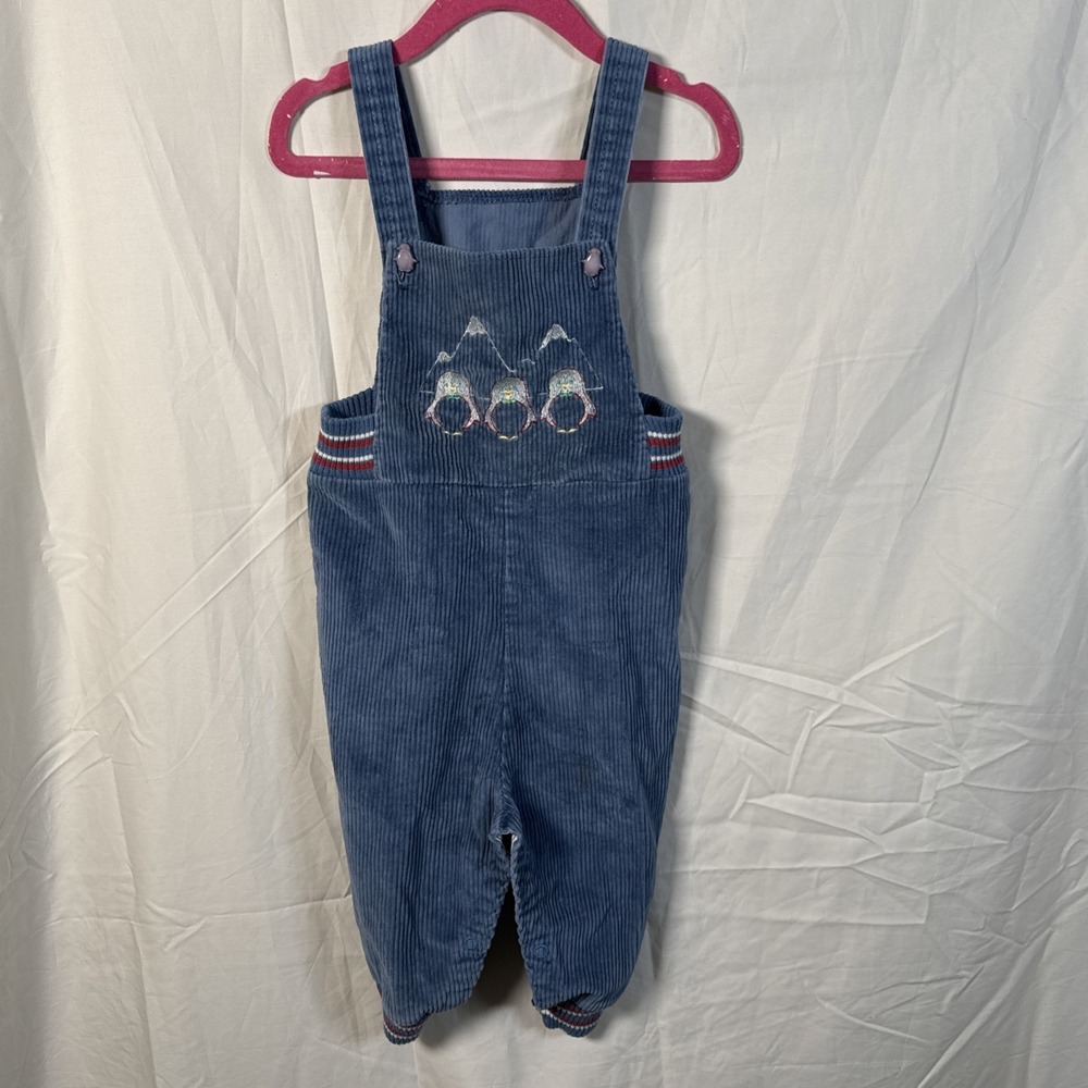 VTG 80's Bear Tree Overalls Sz 24 Months Penguins‎ Corduroy Embroidered Made USA